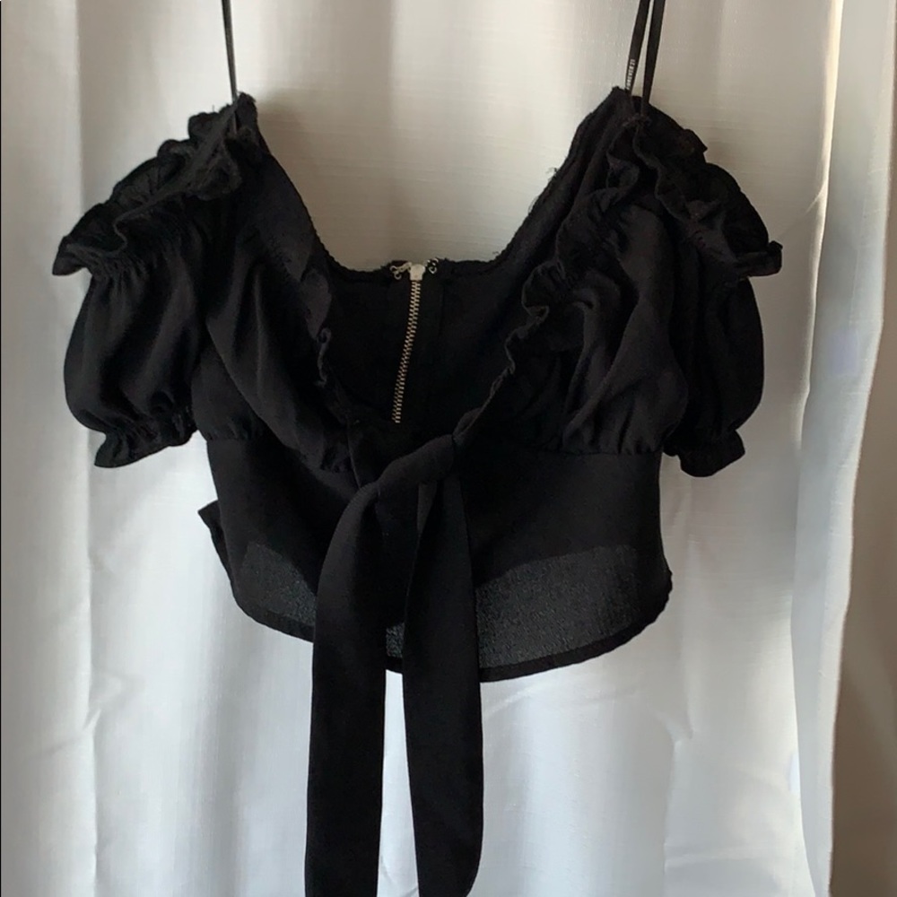Off the shoulder black blouse